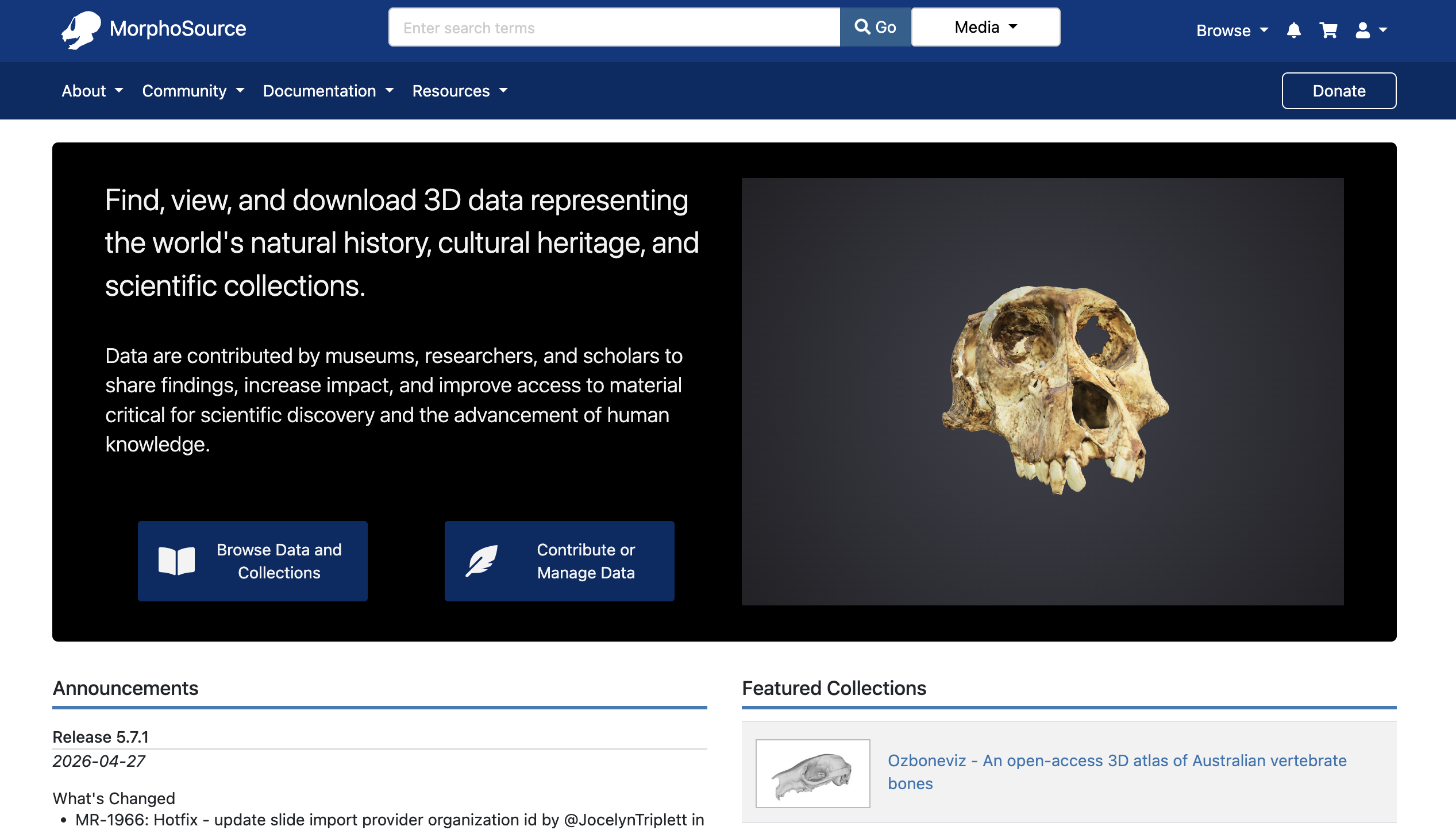 MorphoSource platform screenshot